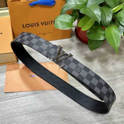 Picture packagingLv. Louis Vuitton width 40mm double-sided original calfskin wit