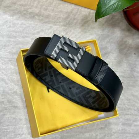 Fendi boutique style, 4.0cm wide, double-ring reversible belt with snap fastener - Click Image to Close