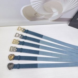 3.0 Cm D&G Dolce & Gabbana Belt, Made From Denim Fabric Paired With Top-Grain Le
