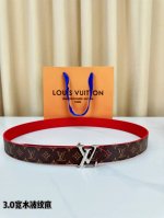 Louis Vuitton classic Monogram leather belt, 3.0 width with a wave-patterned de