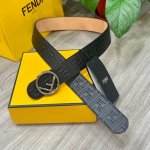 Fendi 40Mm Wide Double-Sided Genuine Calf Leather Belt With Single Rhodium-Plate