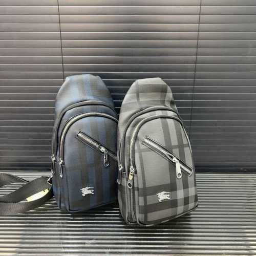 Burberry canvas plaid print chest bag crossbody shoulder bag real product photo