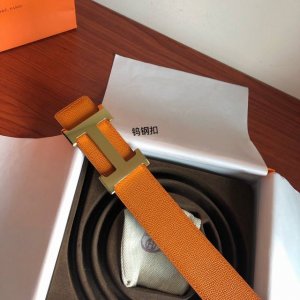 -Hermes men's 3.8cm tungsten steel high-grade metal buckle features: no wear, no