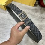 Fendi Official Store Same Style, 4.0 Cm Wide, Double-Ring Reversible Belt With F