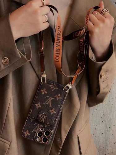 Lv card holder mobile phone case crossbody mobile phone case skin feel two-in-on