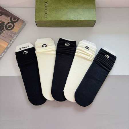 Box of 5 pairs (with packaging) - Gucci high-quality embroidered knee-high sock - Click Image to Close