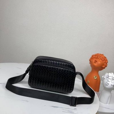 Bv woven messenger bag, a popular item, is made entirely by hand. The soft impor