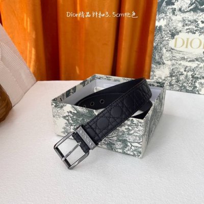 Dior Dior Belt Embroidered With Letters And Black Grained Cowhide Lining, Metal-