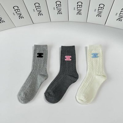 Special Packaging Celine New Classic Mid-Length Socks with Accessories! Three pa