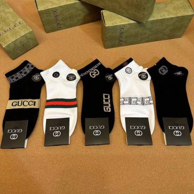 Gucci Men's New Arrival Socks (5 pairs per box), same style as in Gucci boutique
