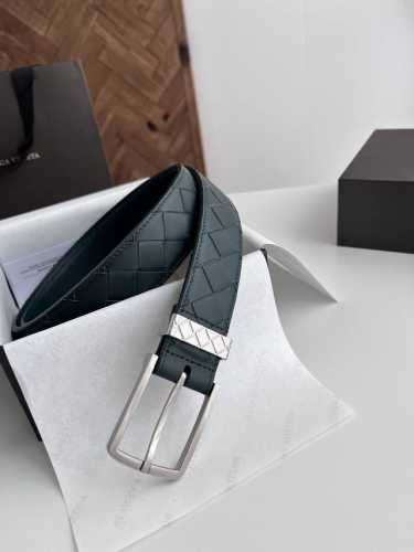 Bv new men's braided belt, pure handmade Intreccio large plaid woven double-side