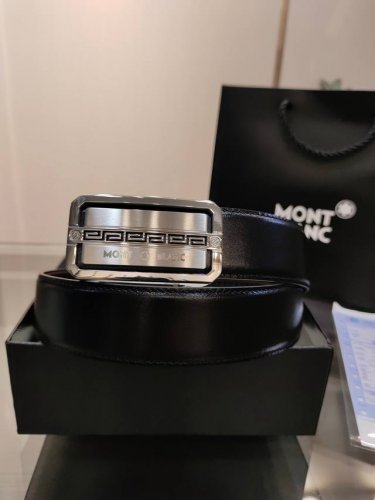 Montblanc Men's Automatic Belt - Width 34mm Fine steel buckle, soft feel, can b