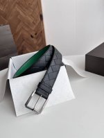 Bv New Men's Belt Handmade Large Grid Intrecciato Piccolo Woven Italian Calfskin