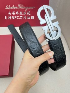 Ferragamo men's counter metal buckle, top layer cowhide double-sided outer belt