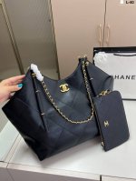 Chanel 25S gold buckle tote bag diamond pattern leather chain shoulder strap hob