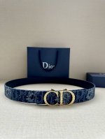Extra width 3.5Cm This reversible belt 35mm blue denim and smooth cowhide Obliqu