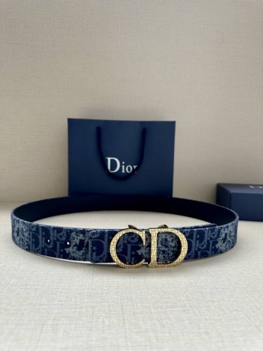 Extra width 3.5Cm This reversible belt 35mm blue denim and smooth cowhide Obliqu