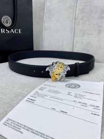 Width 4.0 Cm Versace This Crocodile-Embossed Leather Belt Features The Iconic Ve - Click Image to Close