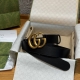 - Plain leather belt, accessories continue to lead the trend of G's new series,