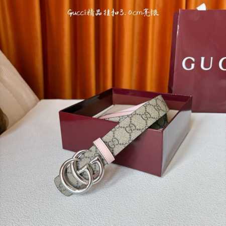 This Gucci 30mm belt features a soft Gg Supreme canvas on one side and pink cal - Click Image to Close