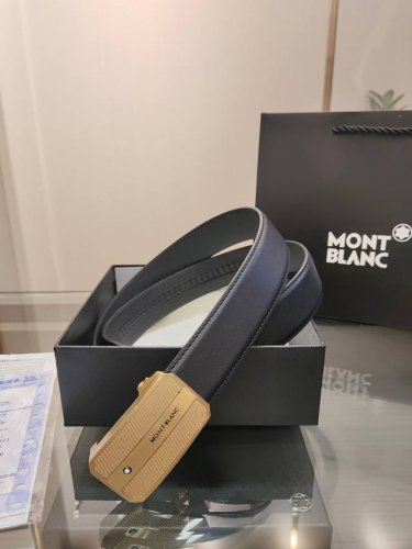 Special Montblanc Automatic Belt, 34Mm Wide, Premium Steel Buckle, Double-Sided