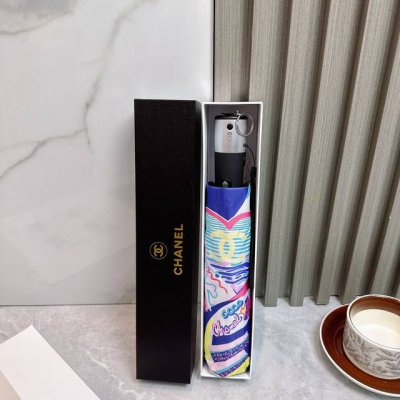 Chanel 2025 summer new fully automatic folding umbrella Black coating sunscreen