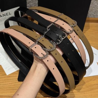 Xiangjia's new women's belt Classic pin buckle cowhide, chain logo metal, soft