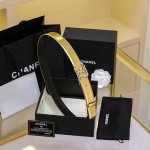 Chanel 24S Cc Pearl Water Diamond White And Black Letter Logo Buckle Brass Metal