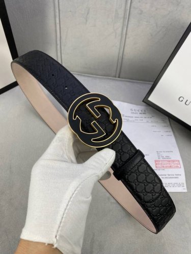 Width 4.0 Cm Gucci Interlocking Double G Steel Buckle Belt, Crafted From Gucci S