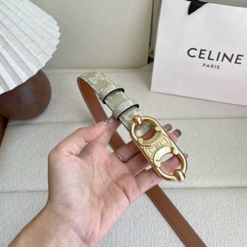 Special Celine Pig Nose Arc De Triomphe Buckle Women's Belt Yc White Flower Ital