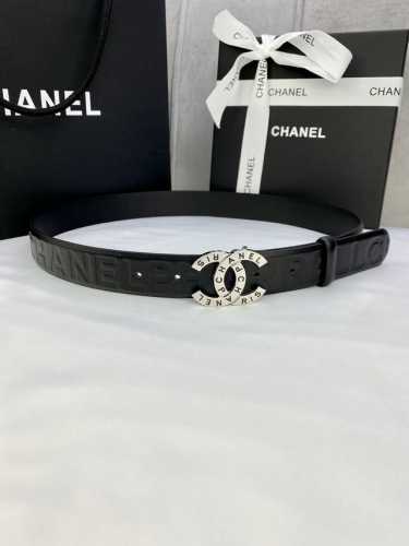 Width 3.0 Cm Chanel Imported Soft Calfskin Leather With Gold And Silver Patterne