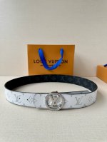 4.0 Width Lv Dimension Sunset Double-sided Belt Made of Monogram coated canvas,