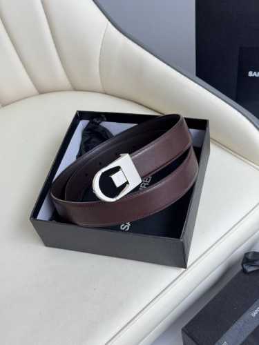 2025 Spring Collection Saint Laurent Women's Belt, Genuine Gold-Plated Buckle, I