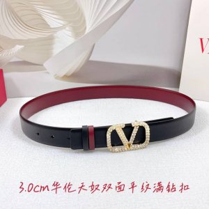 3.0Cm Valentino Belt, Double-Sided Full-Grain Leather, Length: .75, .80, .85, .9