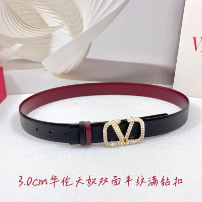 3.0Cm Valentino Belt, Double-Sided Full-Grain Leather, Length: .75, .80, .85, .9