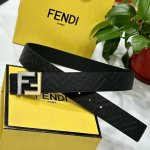 Fendl Fendi 40Mm Wide Double-Sided Genuine Calf Leather With A Single Rhodium-Pl