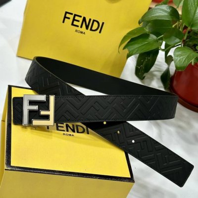 Fendl Fendi 40Mm Wide Double-Sided Genuine Calf Leather With A Single Rhodium-Pl
