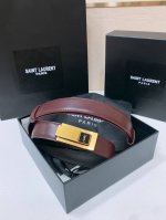Sa Int Laurent Saint Laurent Women's Belt, Genuine Gold-Plated Buckle, Italian L