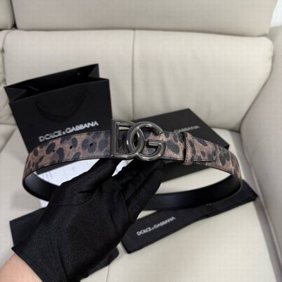 Dg, width 3.5Cm Dolce&Gabbana Leopard print Dauhine calfskin and calfskin double