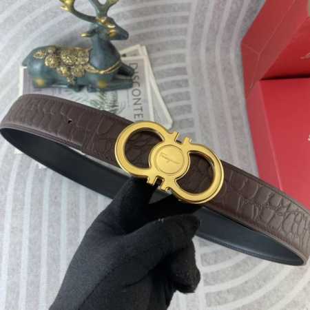 Ferragamo Special Leather Belt Series Original Hardware Boutique Stainless Steel - Click Image to Close