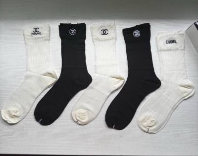 Special Chanel Ch New Arrival Popular Women's Socks, Box of 5 Pairs, Made of Ic