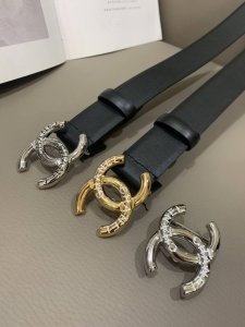 New Chanel Women's Belt Double-sided top-grain cowhide leather with a double C