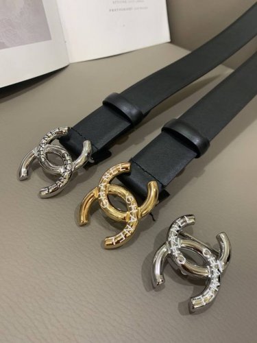 New Chanel Women's Belt Double-sided top-grain cowhide leather with a double C