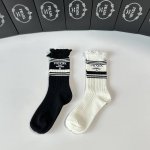 Specially packaged Prada new striped cashmere slouch socks! Two pairs per box, s