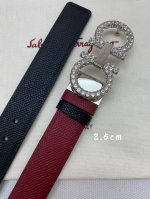 Ferragamo 25mm metal Gancio double buckle, women's double-sided cowhide leather,