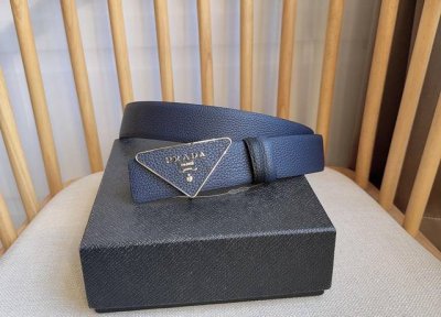 Prada's latest double-sided pebbled belt from their boutique collection. This v