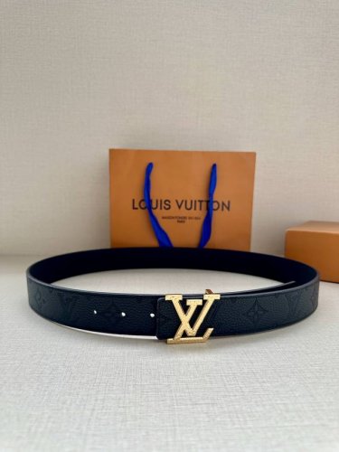 3.4 Width This Lv Heritage Double-Sided Belt Combines Embossed Crocodile Leather