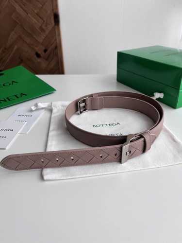 -Bv 2025 new women's woven plain stitching combination belt Italian calfskin wit