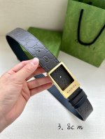 Width 3.8 Cm Gucci Double-Sided Belt, One Side In Gucci Signature Leather, The O