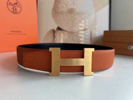 Hermes men's double-sided leather belt 38mm uses the latest counter leather bas - Click Image to Close